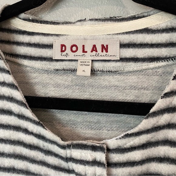 Anthropologie Dolan Striped Full Zip Jacket Black White Fleece X-Large - Picture 3 of 12